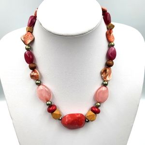 Red & Pink Chunky Beaded Necklace